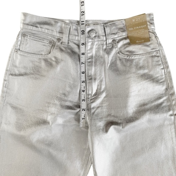 MADEWELL Straight Jeans in Silver Foil! Retail $148. - Picture 4 of 7